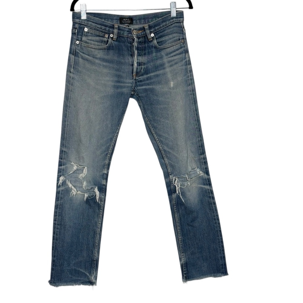 A.P.C. Petit Standard Distressed Low Rise Straight Leg Jeans | 28